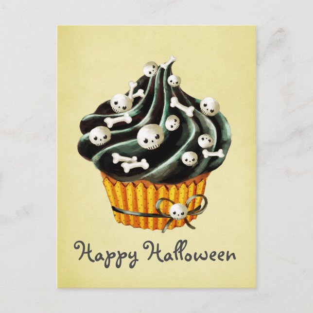 Carte Postale Cupcake d'Halloween noir (Devant)