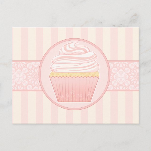 Carte Postale Cupcake doux rose élégant (Devant)