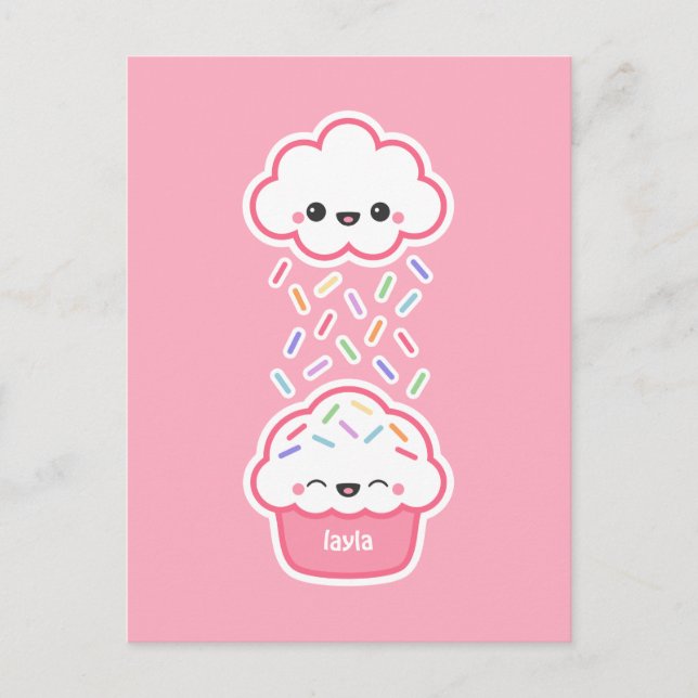 Carte Postale Cupcake mignonne avec arroses (Devant)