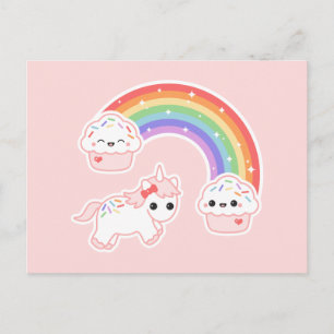 Carte Postale Cupcake Rainbow Unicorn