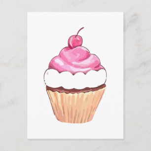 Carte postale Cupcake rose