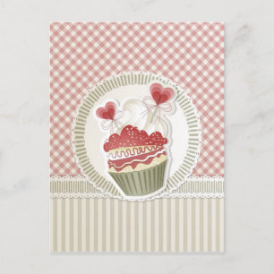 Carte postale Cupcake rose