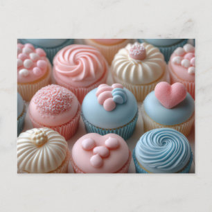 Carte Postale Cupcakes colorés avec coeurs Saint-Valentin