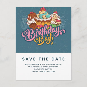 Carte Postale Cupcakes style rétro Sweet Dessert Enregistrer la