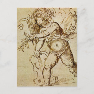 Carte Postale Cupid avec un violon par Domenico Campagnola