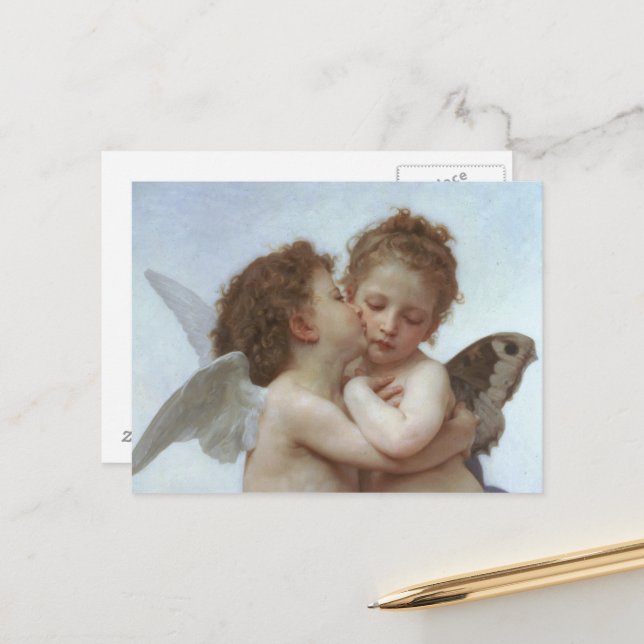 Carte Postale Cupidé et psychique en tant qu'enfant (Devant/Arrière en situation)