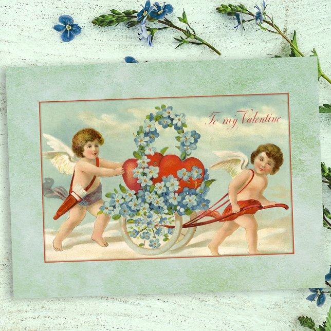 Carte Postale Cupides et Coeurs vintages (Créateur téléchargé)