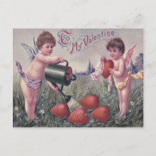 Carte Postale Cupidon Chérubin Ange Arrosant Coeur