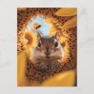 Carte Postale Curieux Chipmunk Jeter Un Coup D'Oeil À Travers To