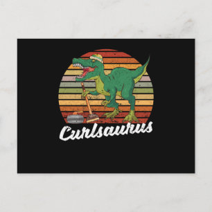 Carte Postale Curling Saurus Dinosaure Lisseur Tréx Hiver
