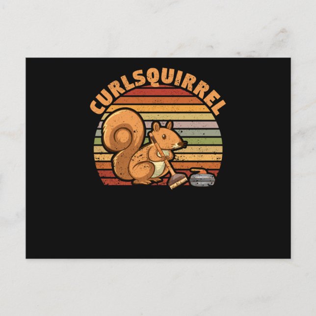 Carte Postale Curling squirrel curler rodent winter sport (Devant)