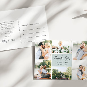 Carte Postale Cursif   Mariage Photo Collage Merci