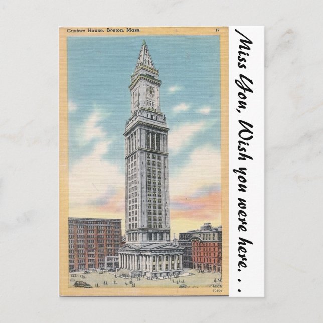 Carte Postale Custom House, Boston, messe. (Devant)