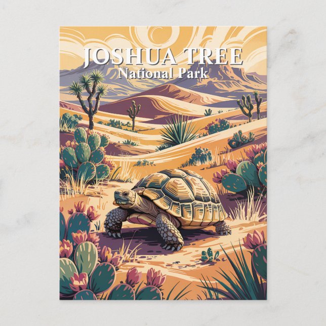 Carte Postale Custom Joshua Tree Tortoise Retro Desert Landscape (Devant)