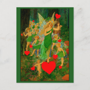 Carte Postale Custom Valentine Fairy Princesse Red Hearts Cupids