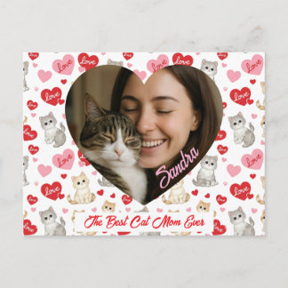 Carte Postale Custom Valentine's Day Cat Mom Heart Photo 