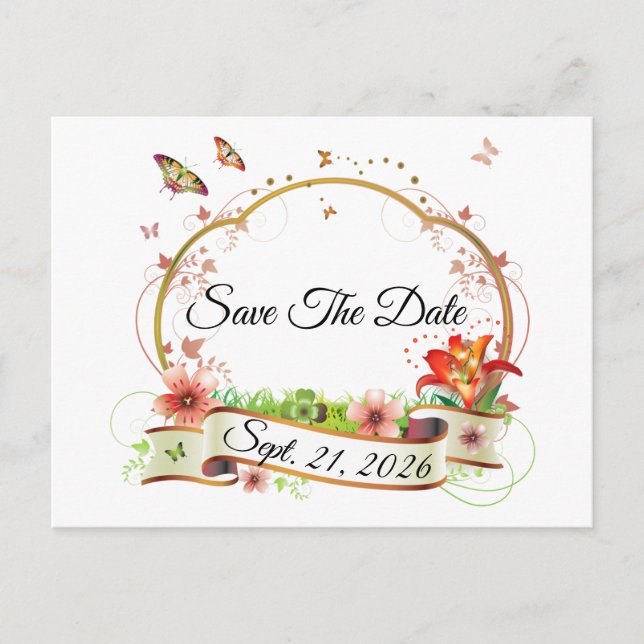Carte Postale Customized Elegant Save The Date (Devant)