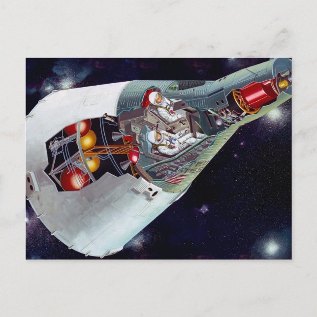 Carte Postale Cutaway Un Appareil Spacecraft Gemini À Deux Perso (Devant)