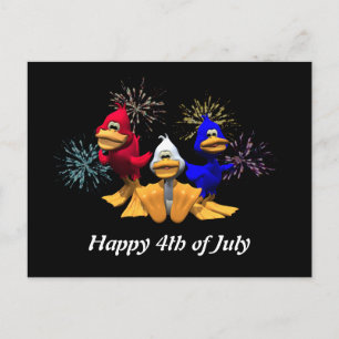 Carte Postale Cute 4 juillet Canards rouges, blancs et bleus