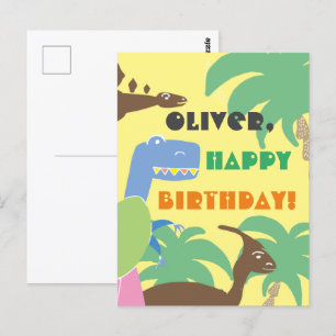 Carte Postale Cute Abstrait Jurrasic Dino Dinosaur Anniversaire 