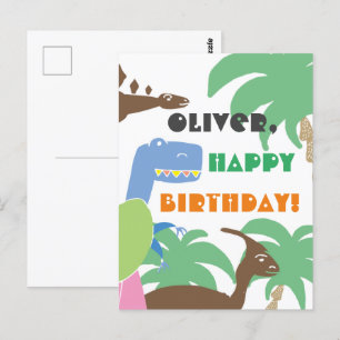 Carte Postale Cute Abstrait Jurrasic Dino Dinosaur Anniversaire 