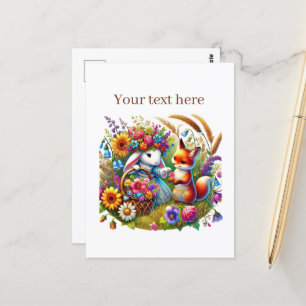 Carte Postale Cute amoureux des animaux personnalisables fox lap
