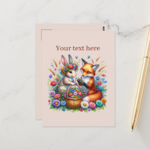 Carte Postale Cute amoureux des animaux personnalisables fox lap