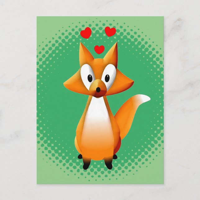 Carte Postale Cute animal caricature Fox (Devant)