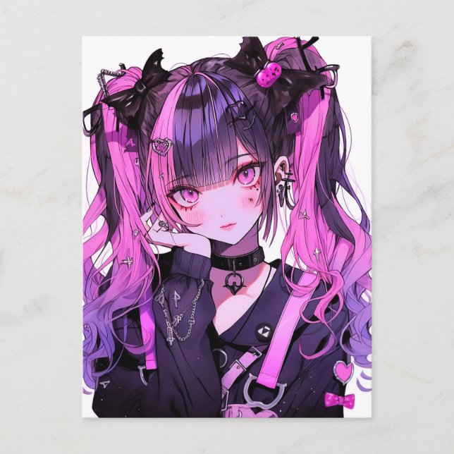 Carte Postale Cute Anime Goth Girl (Devant)