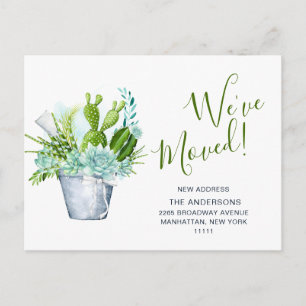 Carte Postale Cute aquarelle Cactus Moving Faire-part