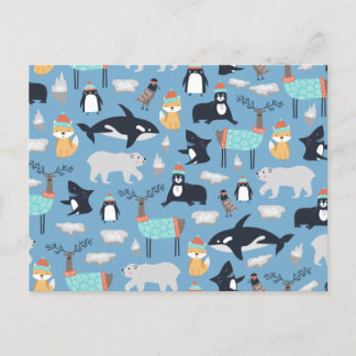 Carte Postale Cute Arctic Animaux Motif sans couture