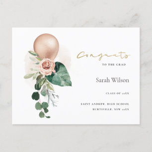 CARTE POSTALE CUTE BALLOON FLORAL GRAD FAIRE-PART