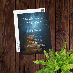 Carte Postale Cute Bear Twinkle Twinkle Little Star Baby shower