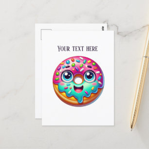 Carte Postale Cute beignet amoureux boulangerie ajouter du texte