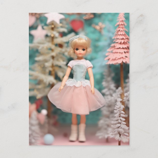 Carte Postale Cute Blond Pastel Retro Christmas Doll (Devant)