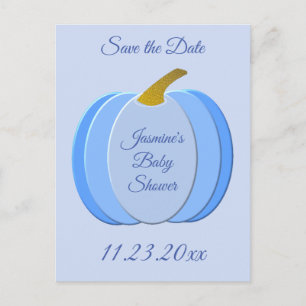Carte Postale Cute Blue Baby Boy Baby shower Citrouille Personna