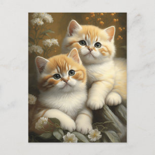 Carte Postale Cute British Shorthair Kittens dans Flowers Garden
