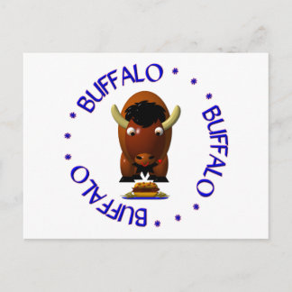 Carte Postale Cute Buffalo with Beef on Weck and Buffalo Wings