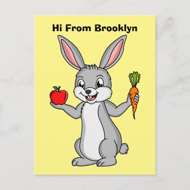 Carte Postale Cute bunny rabbit with vegetables (Devant)