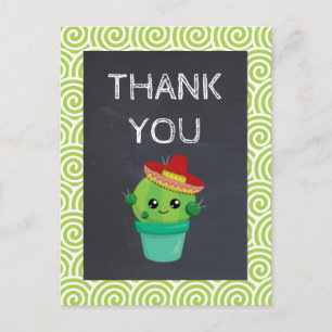 Carte Postale Cute Cactus dans un Sombrero sur un Merci de table