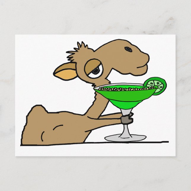 Carte Postale Cute Camel Boire Margarita Cartoon (Devant)