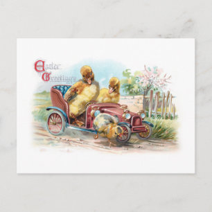 Carte Postale Cute canard de Pâques Vintage dans le Roadster