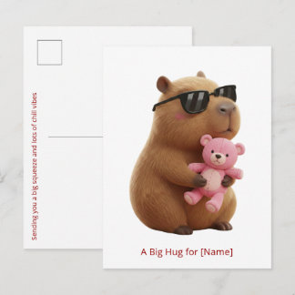 Carte Postale Cute Capybara Hugging Teddy Bear sur mesure