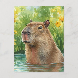 Carte postale Cute Capybara Nature Water River