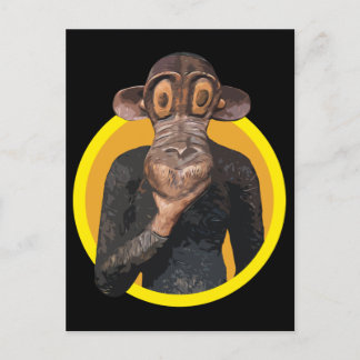 Carte Postale Cute caricature Singe sauvage animal en cercle jau