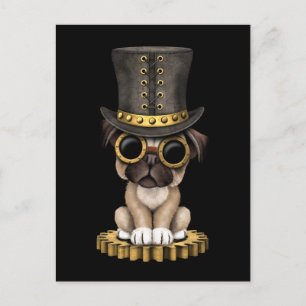 Carte Postale Cute Carlin Steampunk Chien Chien Chien Chien Coch