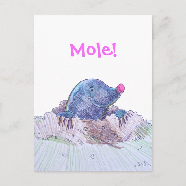 Carte Postale Cute Cartoon Mole et Molehill (Devant)