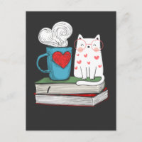 Cute Cat and Coffee Livre Lover Lecture de littéra