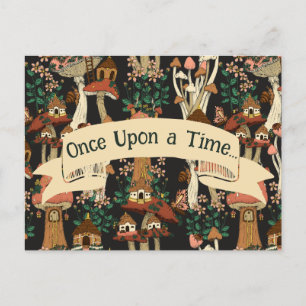 Carte Postale Cute Champignons noirs Fairytale Moving Faire-part
