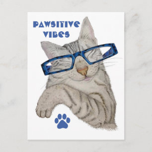 Carte Postale Cute Chat Dans Les Spécifications Vibes Pawsitive 